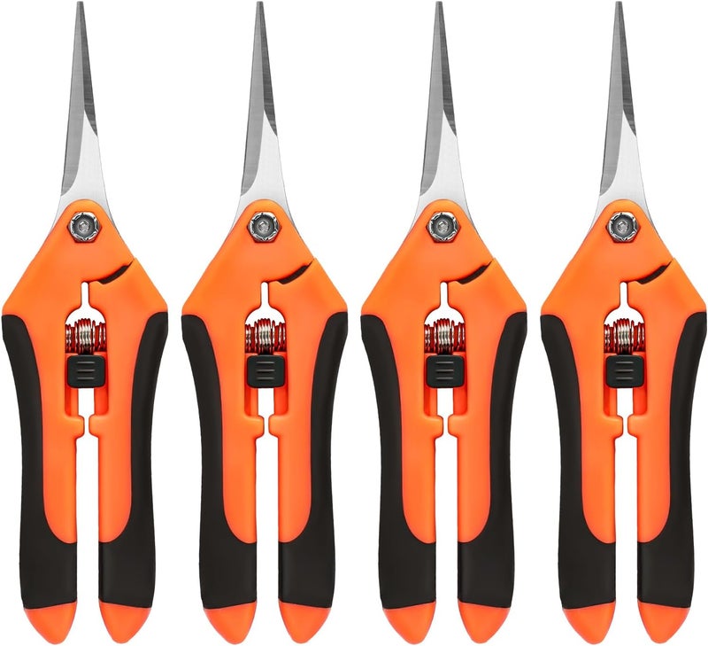 EWPJDK 4 Pack Garden Shears, Stainless Steel Shears Gardening Tools, Scissors, Garden Clippers, Pruning Shears for Gardening Shears & Scissors (Orange) - Image 1